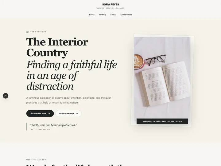 Author & Book website preview