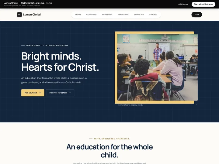 Lumen Christi — Catholic School website preview