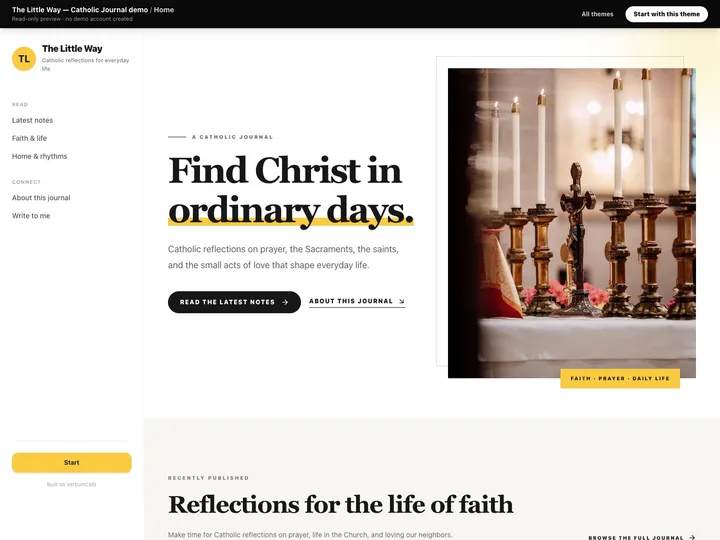 The Little Way — Catholic Journal website preview