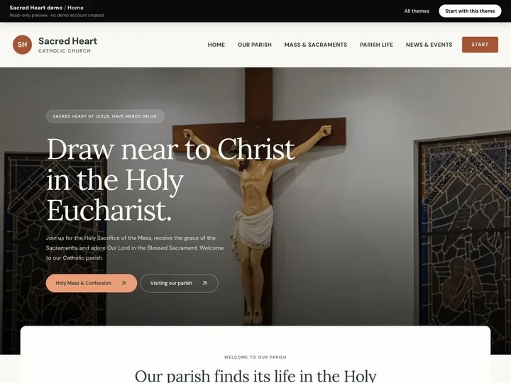 Sacred Heart website preview